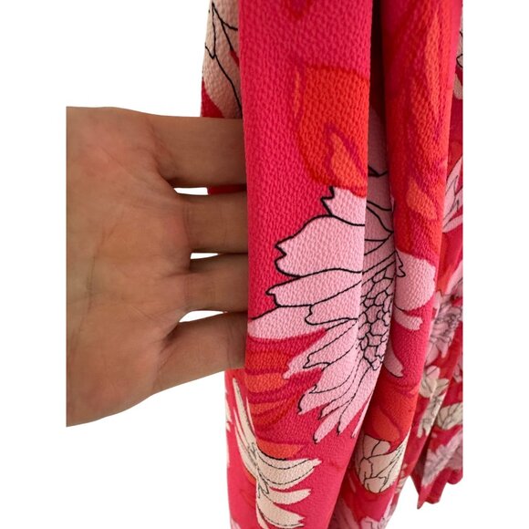 Talbots Belted Midi Shirtdress Pink Floral Chrysanthemum Dress +Pockets Size 14W - Picture 6 of 9